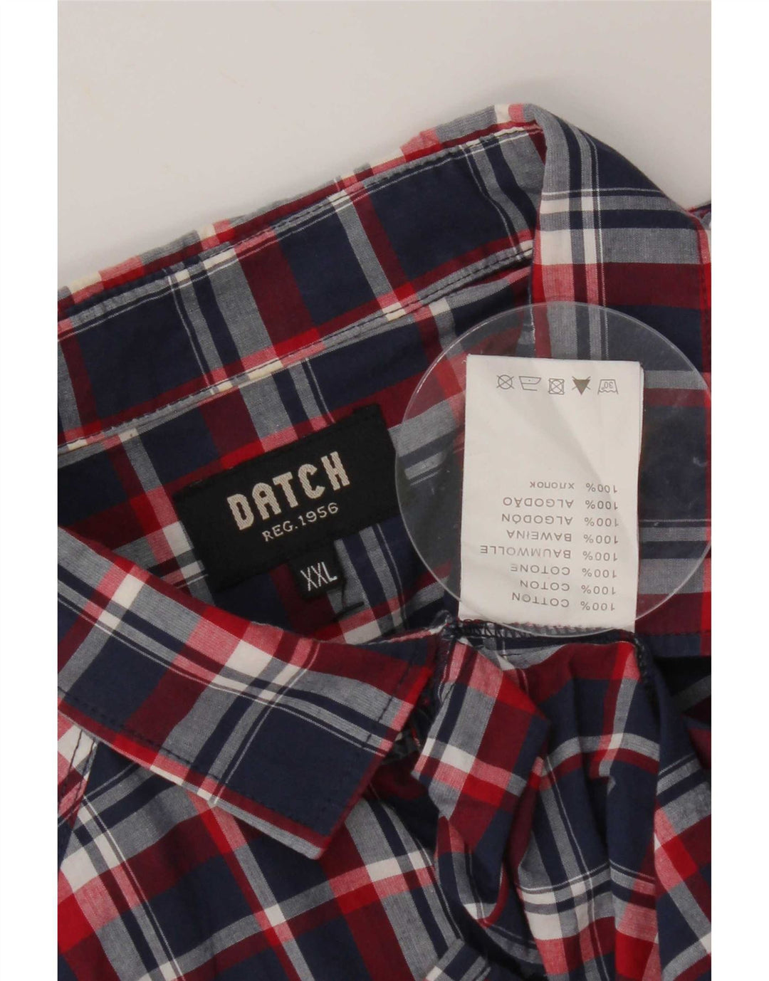 Koszula męska z krótkim rękawem Datch 2XL, bawełniana, granatowa w kratkę