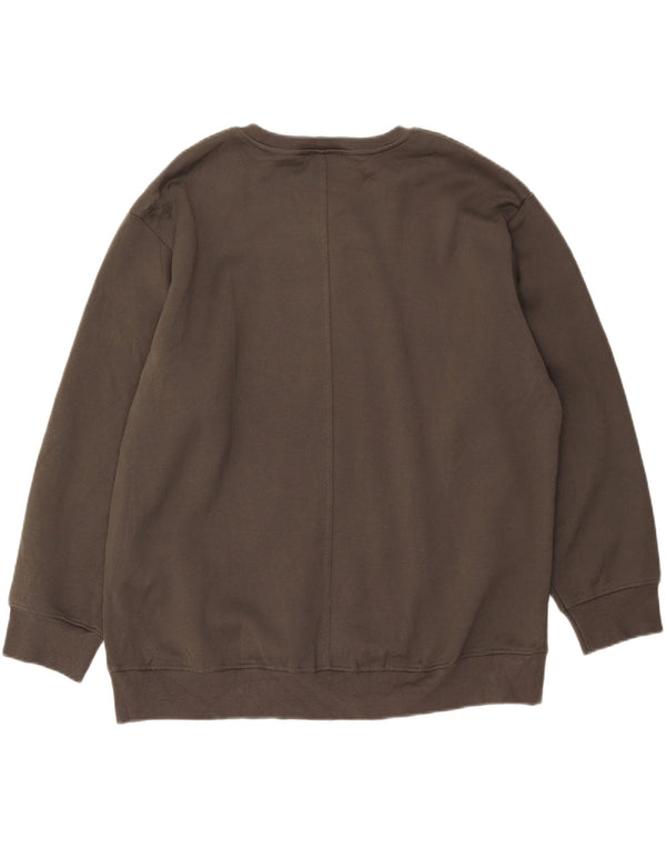 Zara Womens Graphic Oversized Sweatshirt Jumper UK 18 XL Khaki Cotton