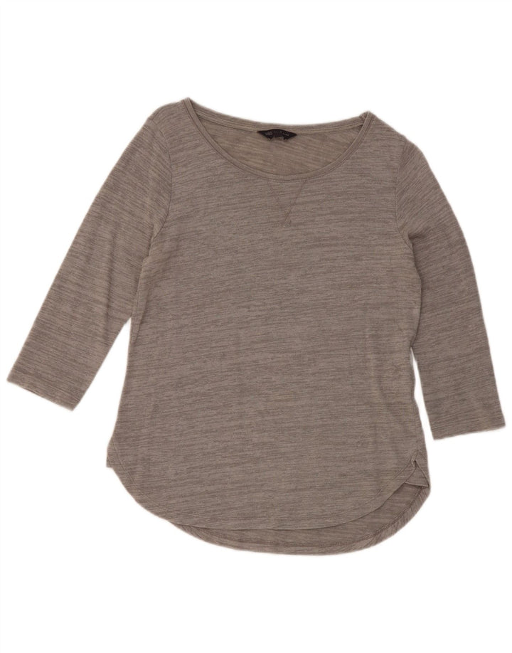 Marks & Spencer Damski top z rękawem 3/4 UK 10 Small, szara, nakrapiana wiskoza