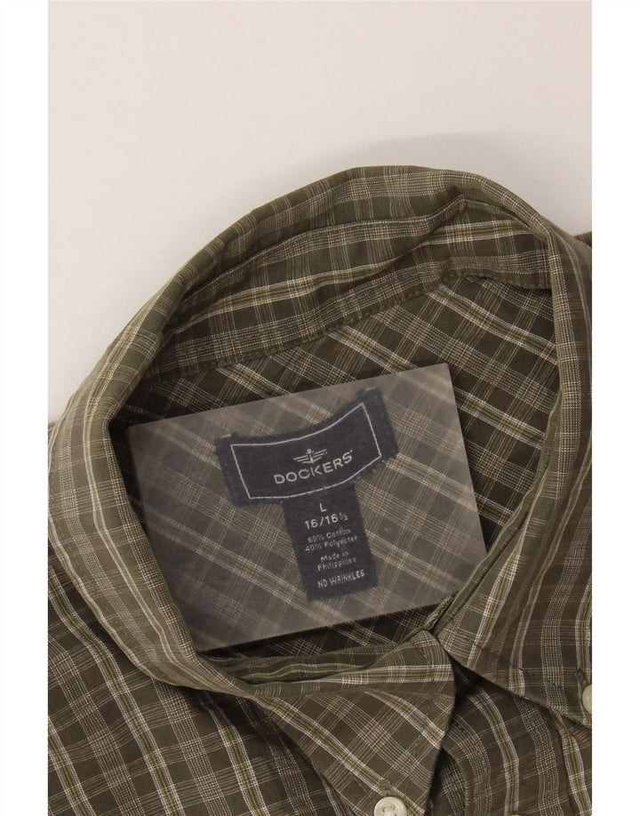 Koszula męska DOCKERS Rozmiar 16 1/2 Duża, bawełniana krata khaki