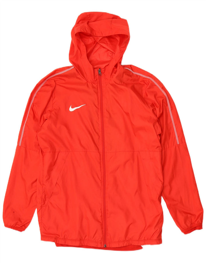 Męska kurtka przeciwdeszczowa z kapturem Nike UK 40, duża, czerwona, poliestrowa