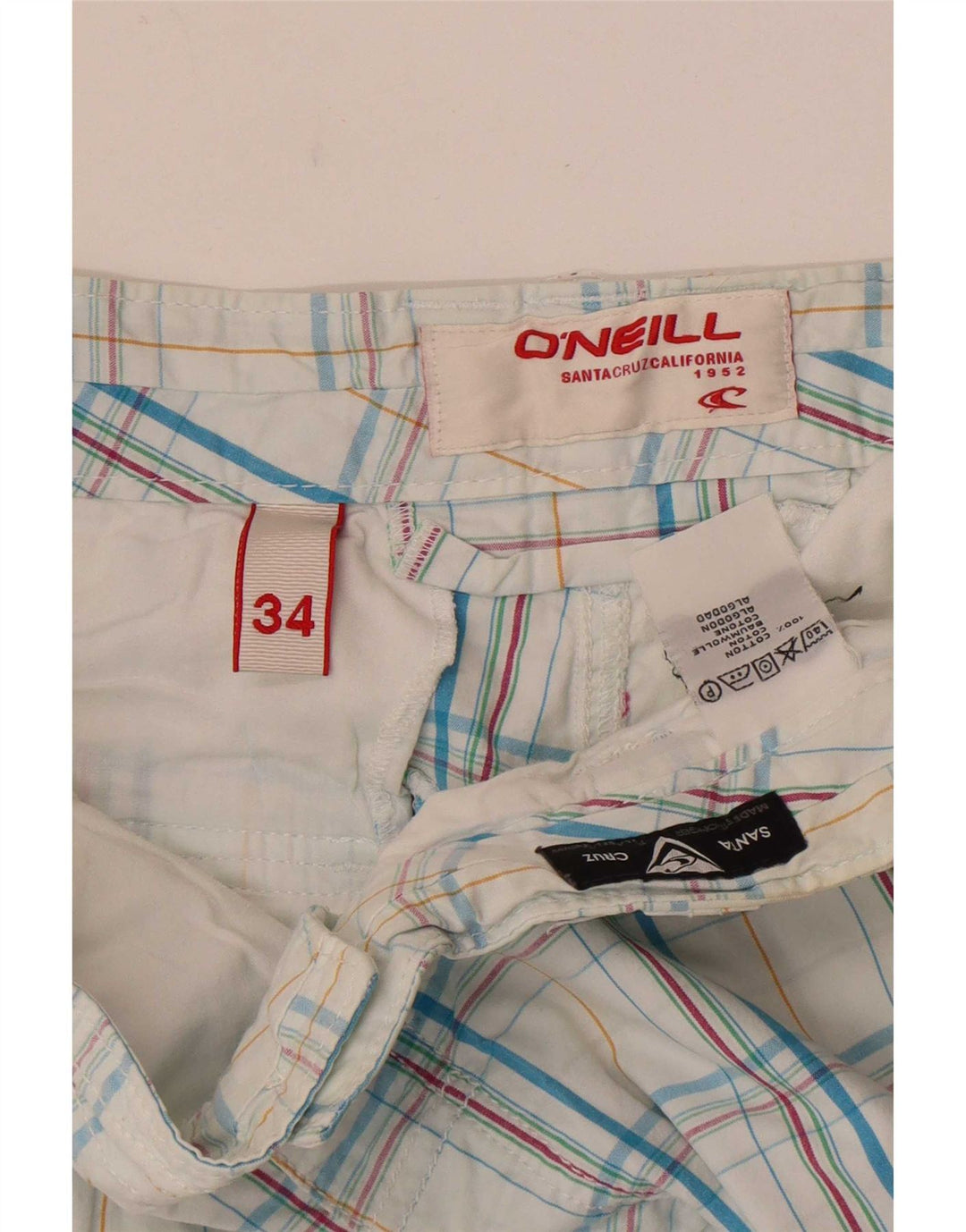 Męskie spodenki cargo O'Neill W34, duża, niebieska krata, bawełniana