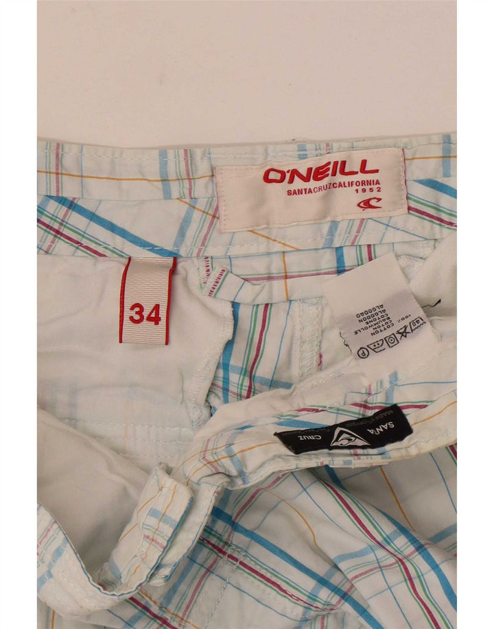 Męskie spodenki cargo O'Neill W34, duża, niebieska krata, bawełniana