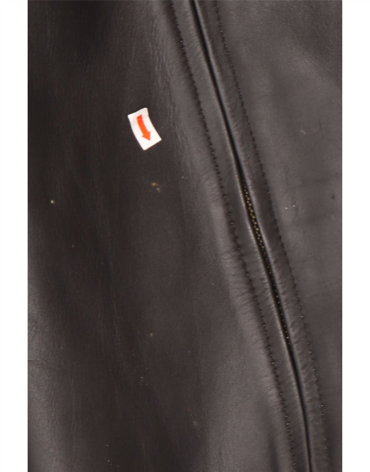 Męska kurtka skórzana VINTAGE UK 42 XL Czarna skóra z blokami kolorów