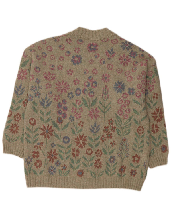 Sweter damski Stefanel UK 16, duży, szary w kwiaty