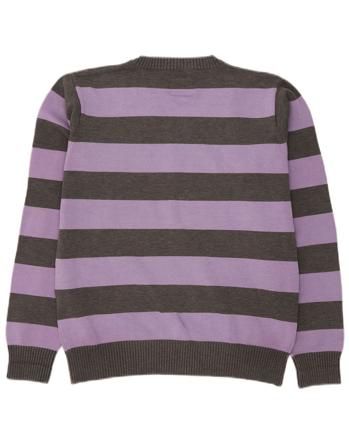Męski sweter Jack & Jones z dekoltem w kształcie litery V, w średnie fioletowe paski