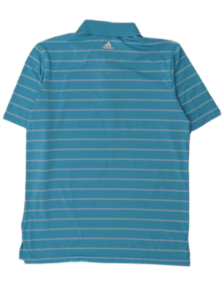 Męska koszulka polo Adidas w średnie niebieskie paski z poliestru