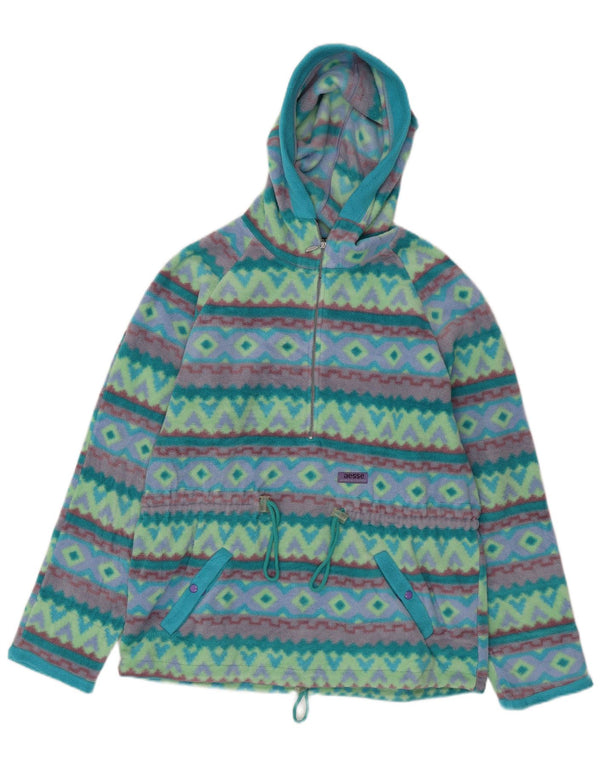 Damski sweter polarowy z kapturem Polartec UK 14 Średni turkusowy geometryczny