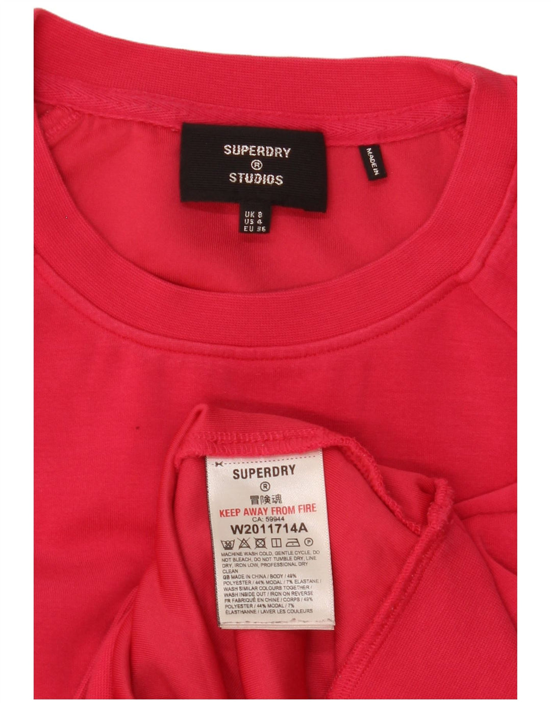 Damski sweter oversize Superdry Crop, UK 8, mały, czerwony poliester