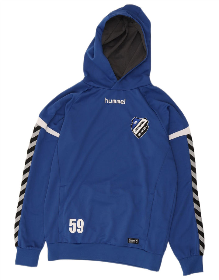 Męski sweter z kapturem i grafiką Hummel, mały, niebieski poliester