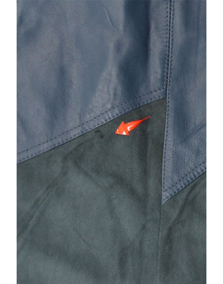 Damska skórzana spódnica VINTAGE W30 Średni niebieski