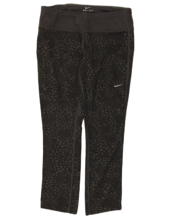 Damskie legginsy Nike Dri Fit Capri UK 8, mały, czarny, geometryczny poliester