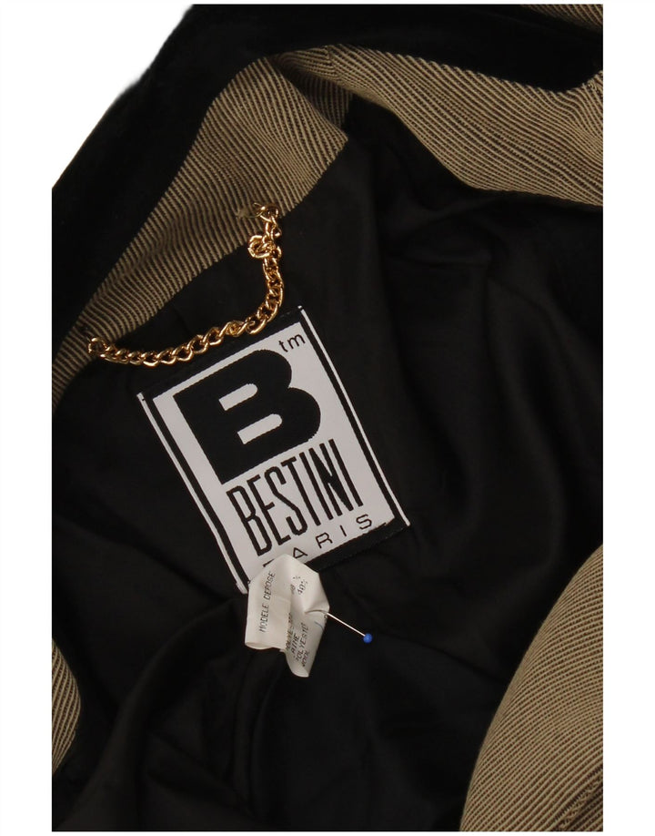 Dwurzędowy płaszcz damski w stylu vintage UK 12 w kolorze średniego beżu