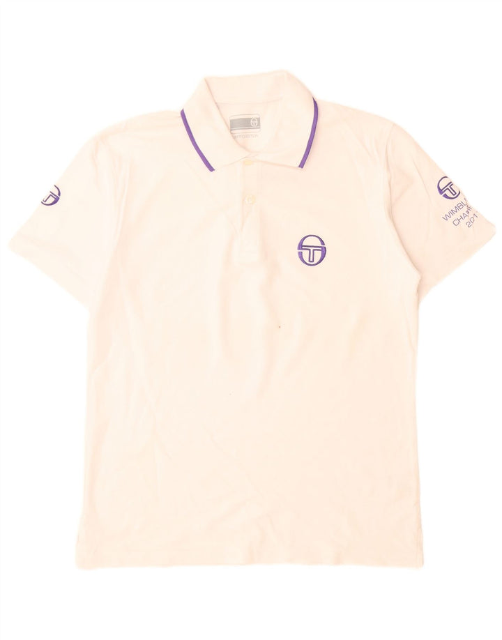 Męska graficzna koszulka polo Sergio Tacchini, mała, biała, bawełniana