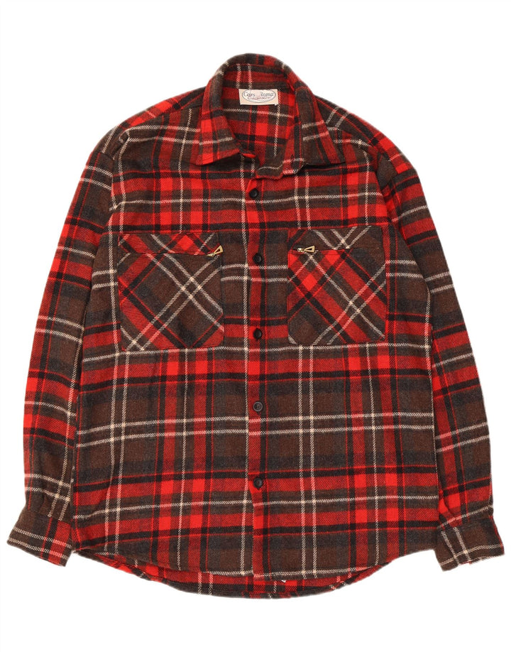 Męska koszula flanelowa w stylu vintage, duża, wełniana w czerwoną kratę