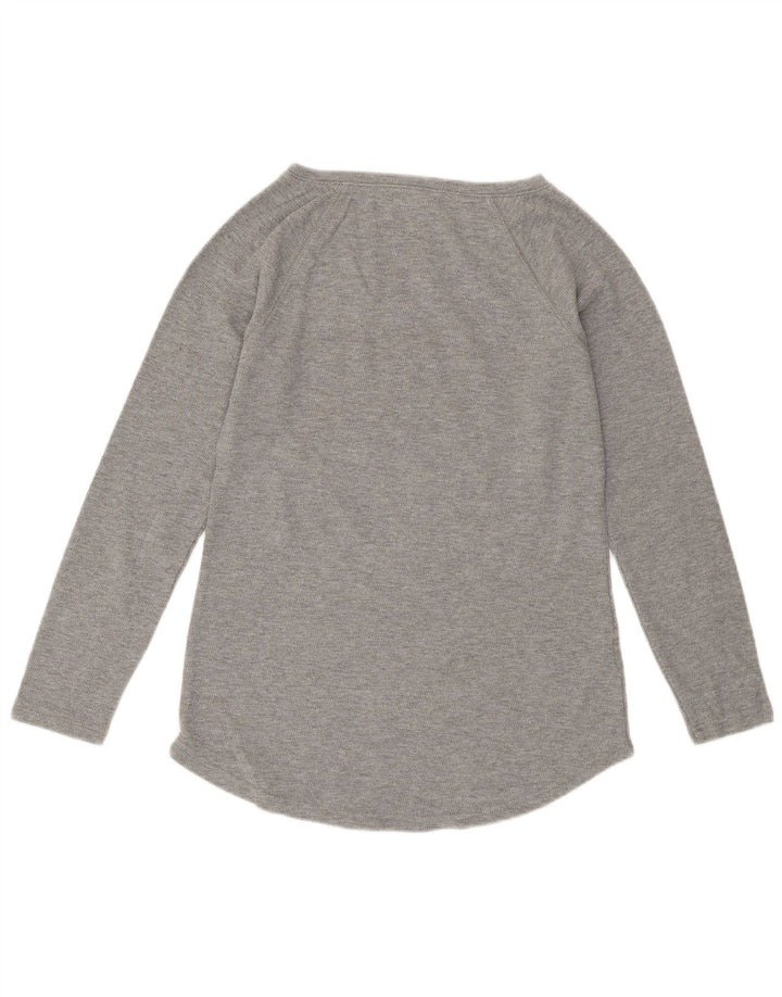 Damski top Eddie Bauer z długim rękawem, UK 12, średnioszary, bawełniany Fair Isle