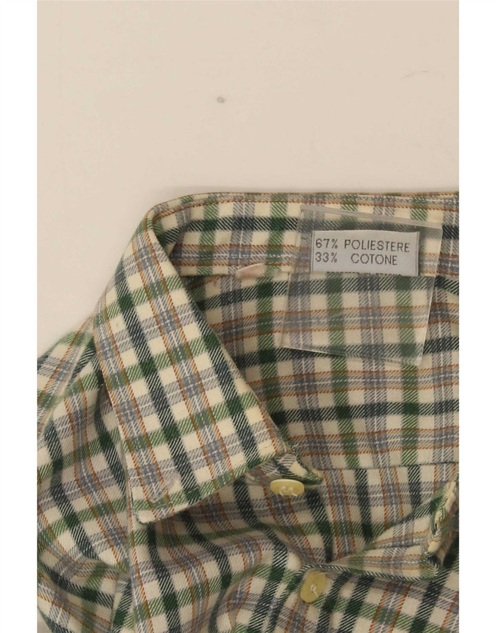 Vintage męska koszula flanelowa, mała, zielona, poliestrowa kratka