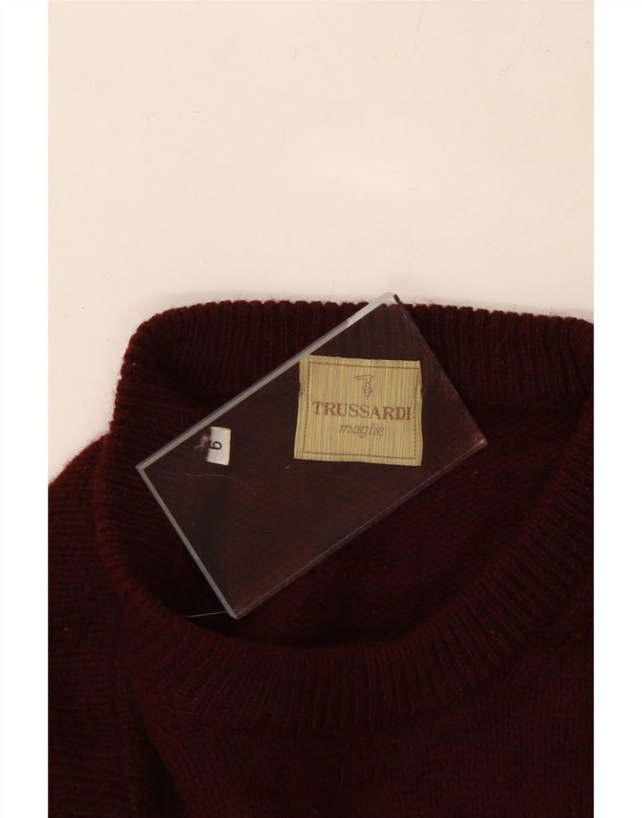 Męski sweter z okrągłym dekoltem TRUSSARDI 2XL, bordowa wełna