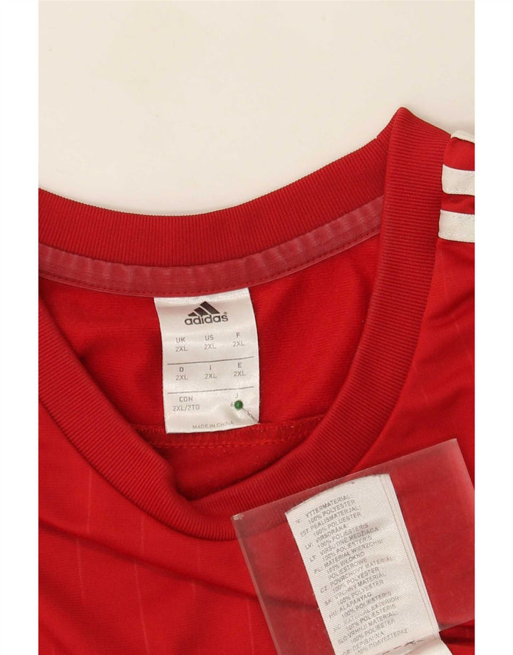 Adidas Męska koszulka z długim rękawem 2XL, czerwony, kolorowy poliester