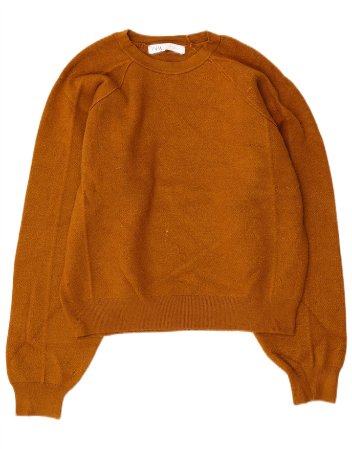 Sweter damski ZARA Crop Oversize z okrągłym dekoltem UK 10 Small Brown