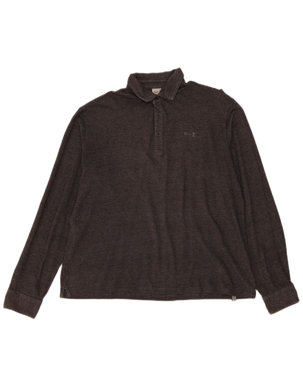 Męska koszulka polo z długim rękawem Slam 3XL, szara, nakrapiana