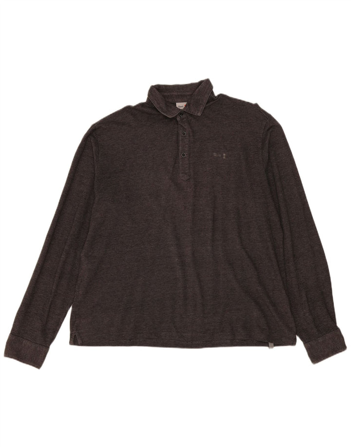 Męska koszulka polo z długim rękawem Slam 3XL, szara, nakrapiana