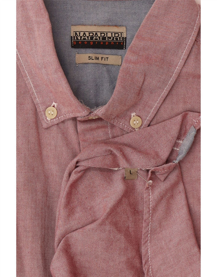 Koszula męska Napapijri Slim Fit, duża, różowa