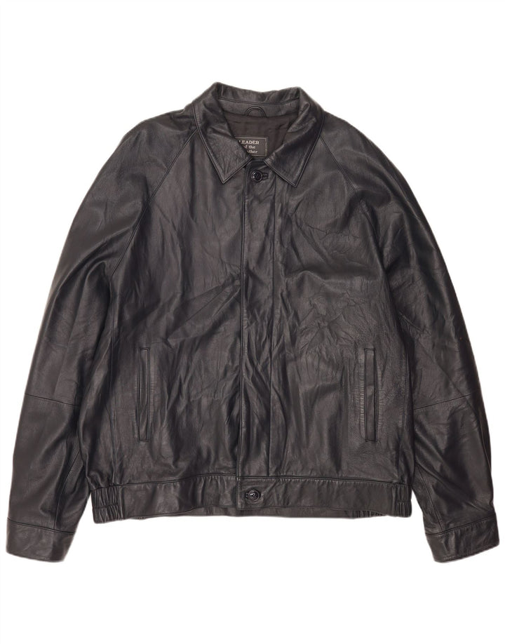 Vintage męska kurtka skórzana bomber IT 56 3XL czarna skóra