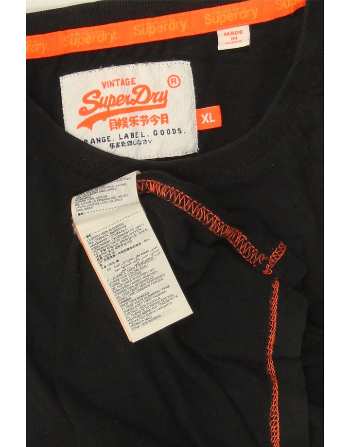 SUPERDRY Męski T-shirt Top XL, czarny, bawełniany