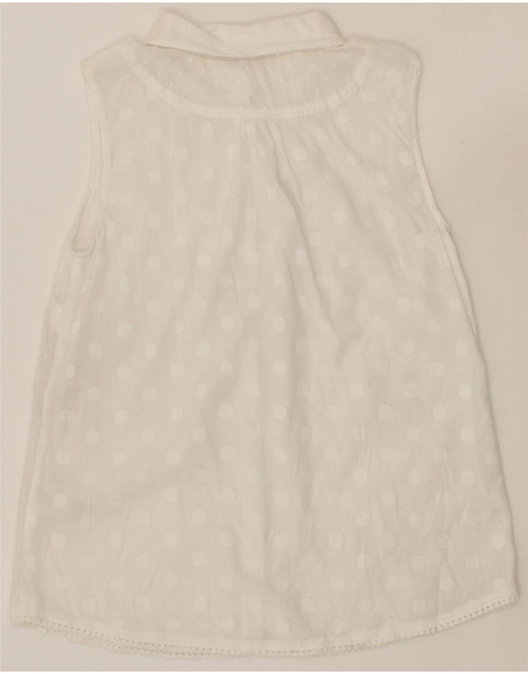 WHITE STUFF Womens Sleeveless Shirt Blouse UK 10 Small White Polka Dot Vintage White Stuff and Second-Hand White Stuff from Messina Hembry 