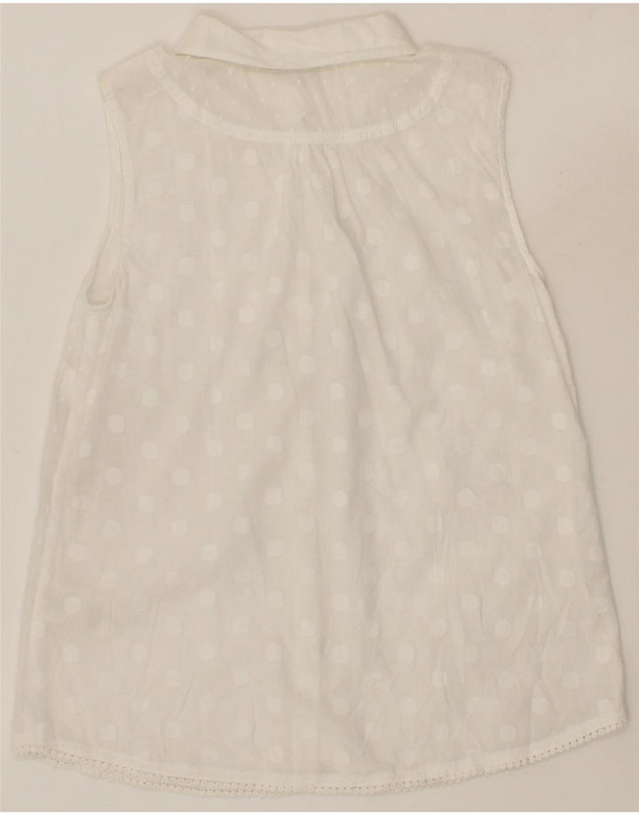 WHITE STUFF Womens Sleeveless Shirt Blouse UK 10 Small White Polka Dot Vintage White Stuff and Second-Hand White Stuff from Messina Hembry 