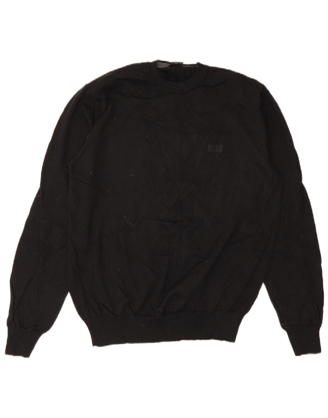 Męski sweter z okrągłym dekoltem HUGO BOSS XL, czarna dziewicza wełna