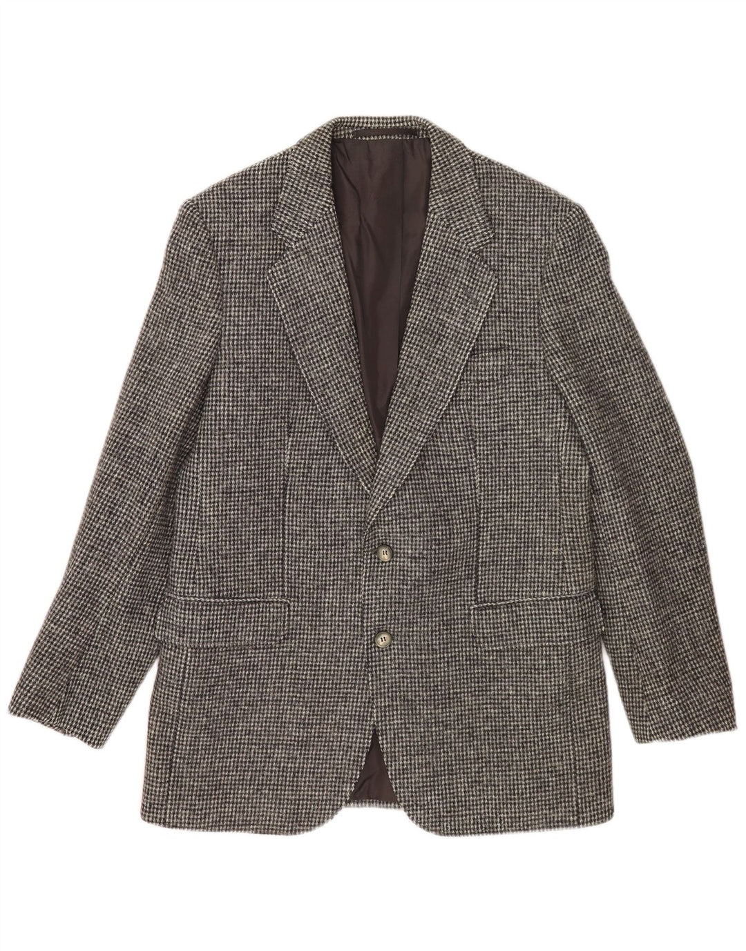Męska marynarka zapinana na 2 guziki Harris Tweed UK 38 w średnią szarą kratkę