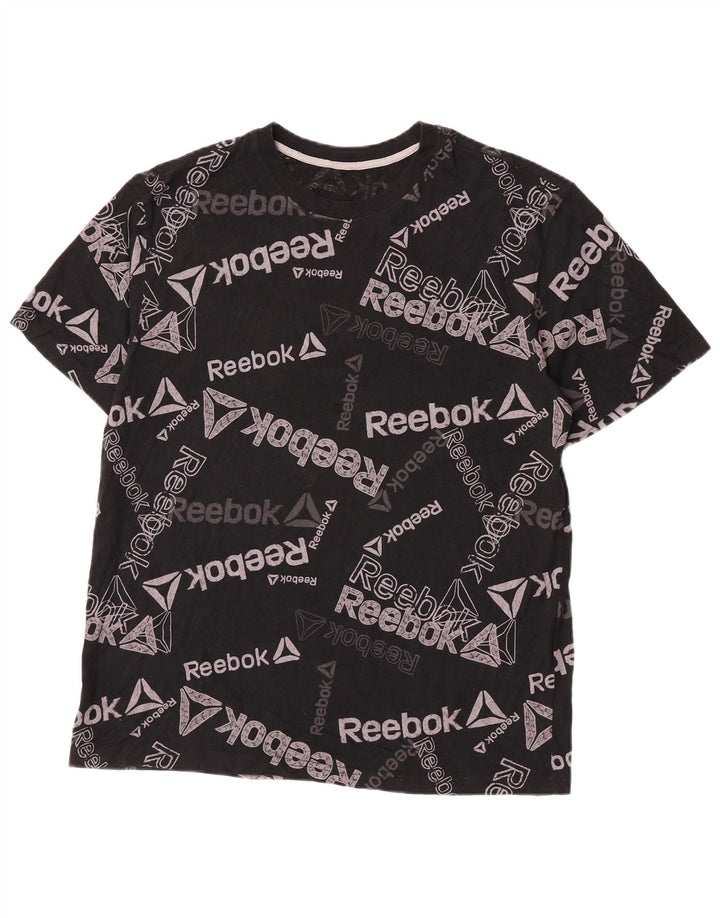 Męska koszulka Reebok z grafiką, duża, czarna, bawełniana