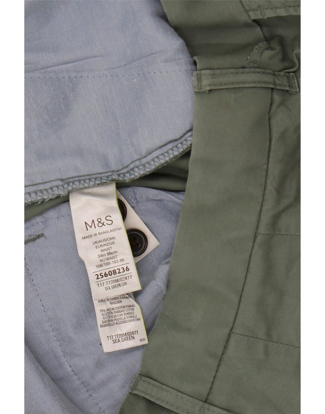 Męskie spodenki Chino Marks & Spencer W34, duże, zielone, bawełniane