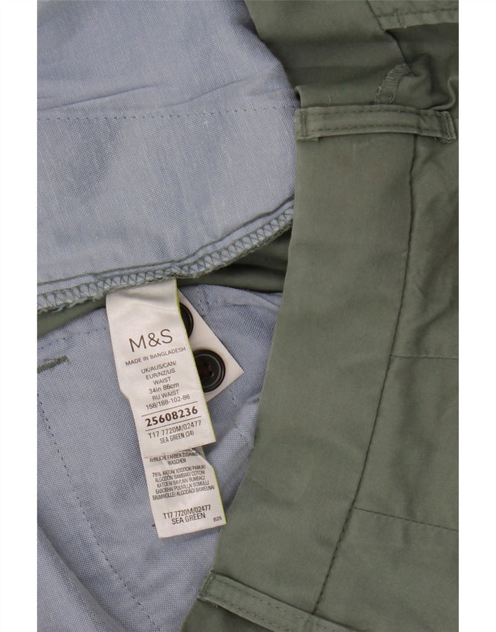 Męskie spodenki Chino Marks & Spencer W34, duże, zielone, bawełniane