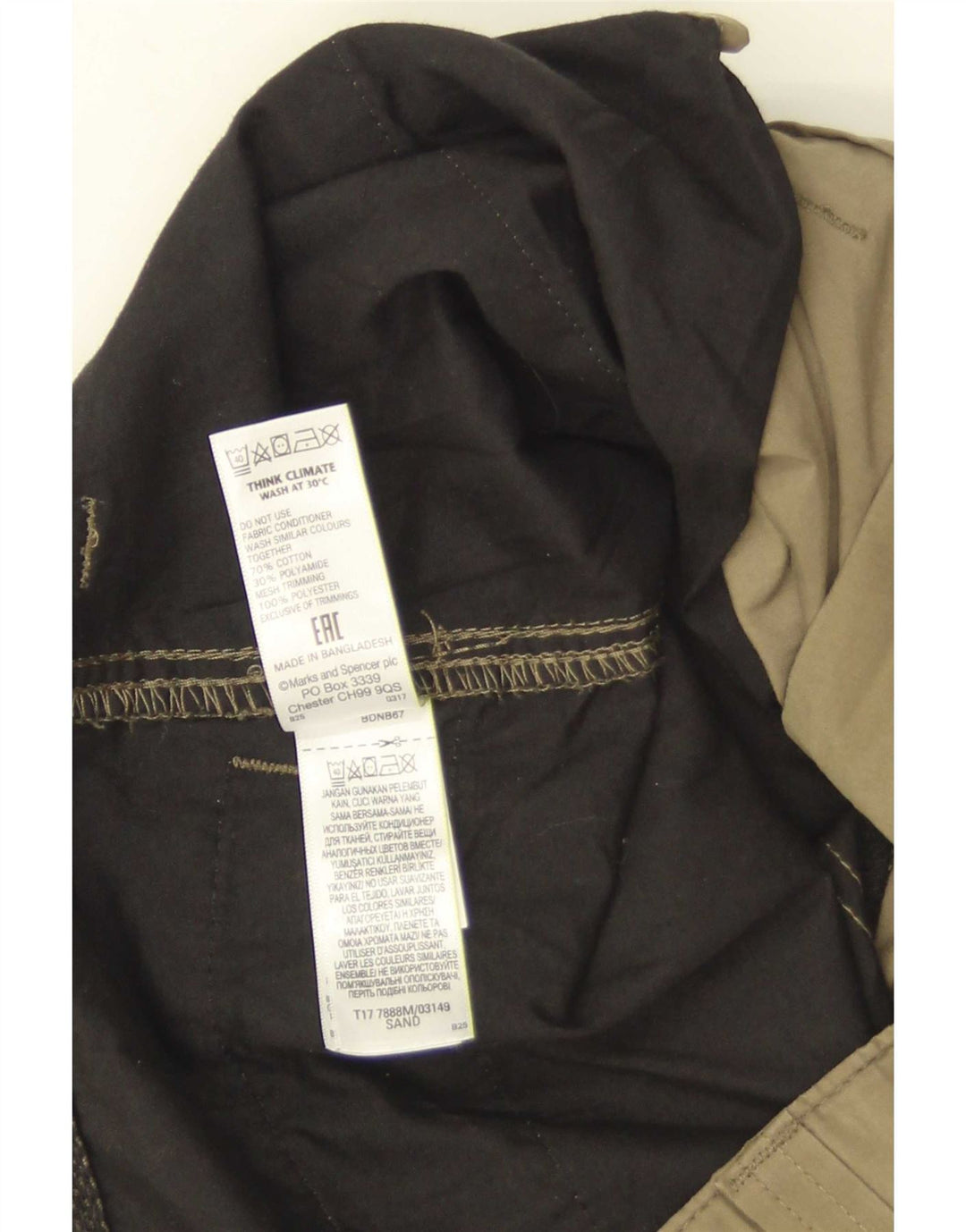 Męskie spodenki cargo Marks & Spencer W34, duże, bawełniane w kolorze khaki