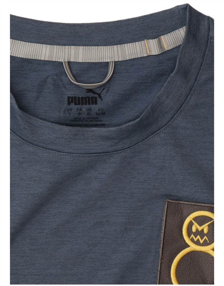 Męski sweter z grafiką PUMA XL, niebieski, nakrapiany