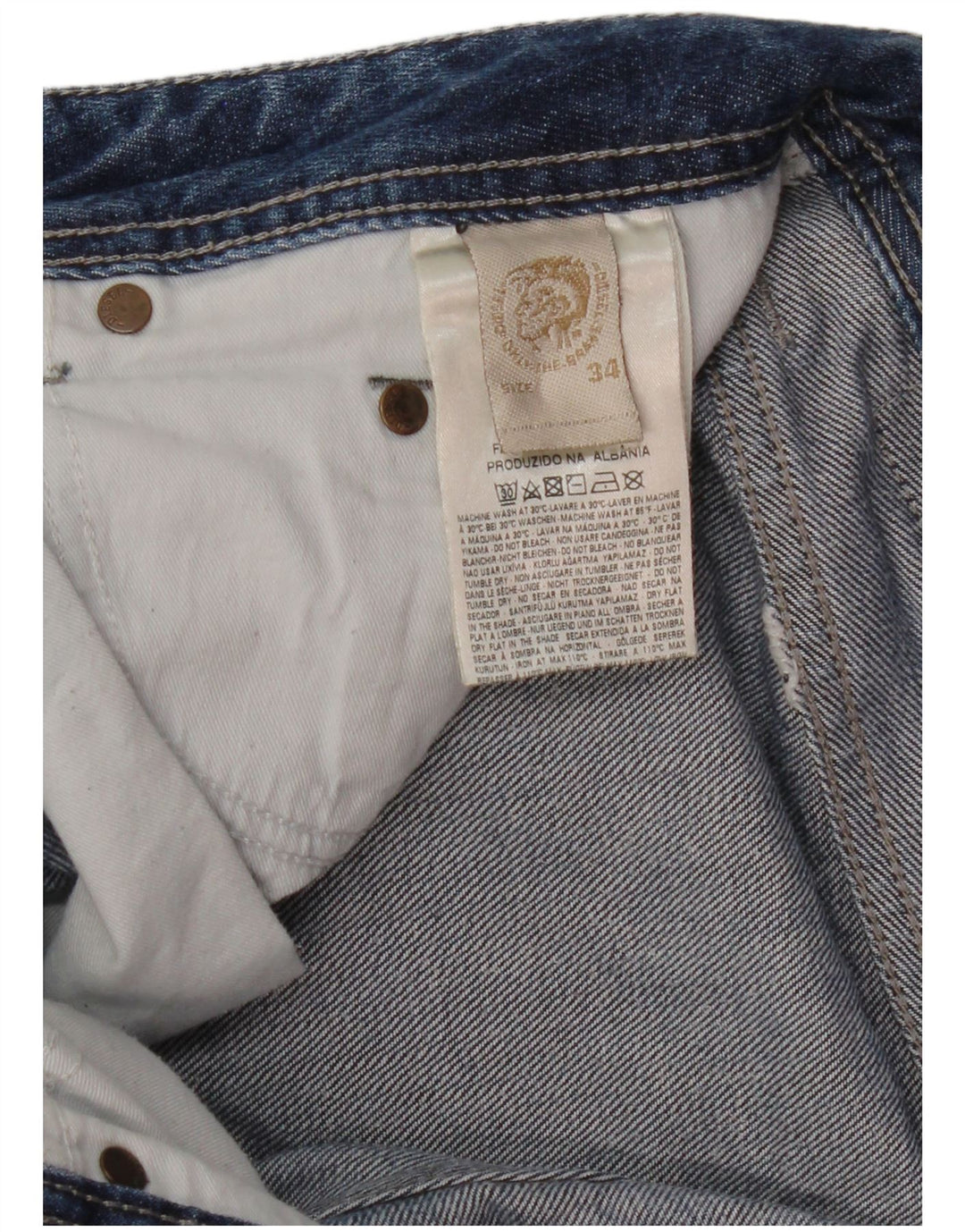 Diesel Męskie Proste Dżinsy W34 L32 Niebieskie Bawełniane