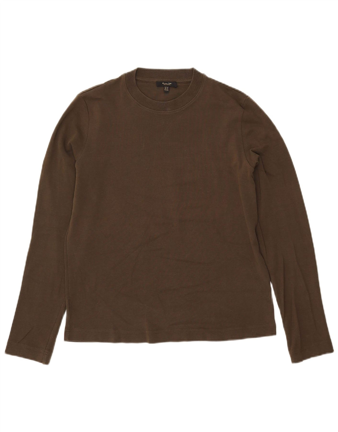 MASSIMO DUTTI Top męski z długim rękawem XS, khaki, bawełniany