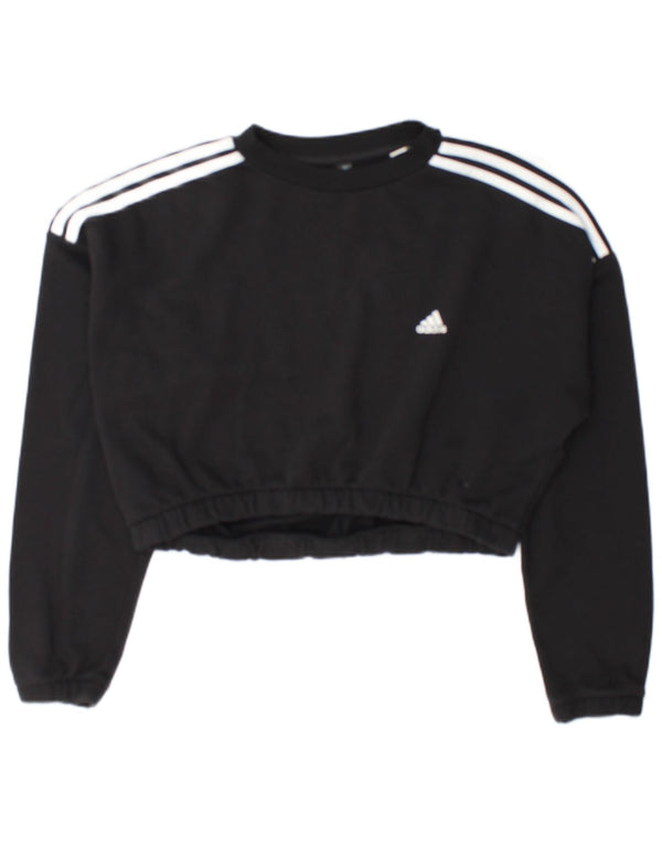 Damska bluza Adidas Crop Jumper UK 16/18, duża czarna, z blokami kolorów