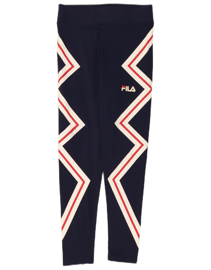 Damskie legginsy Fila Graphic UK 14, duże, granatowe, geometryczne, z poliestru