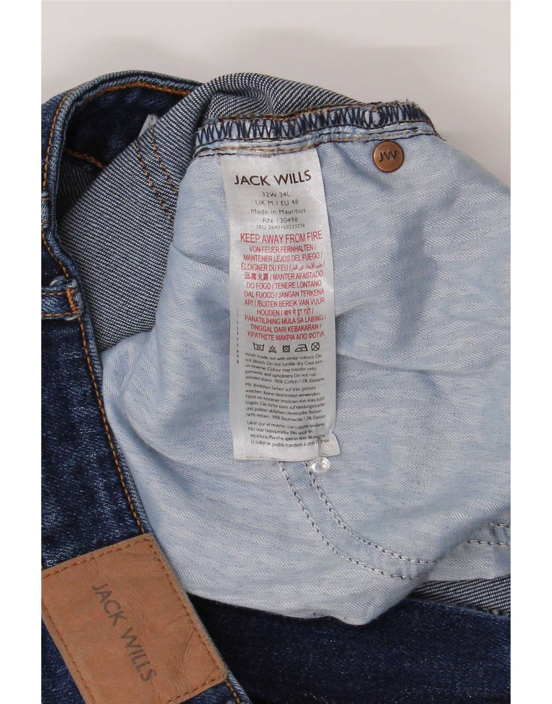 Męskie jeansy slim fit Jack Wills W32 L30 Niebieskie bawełniane