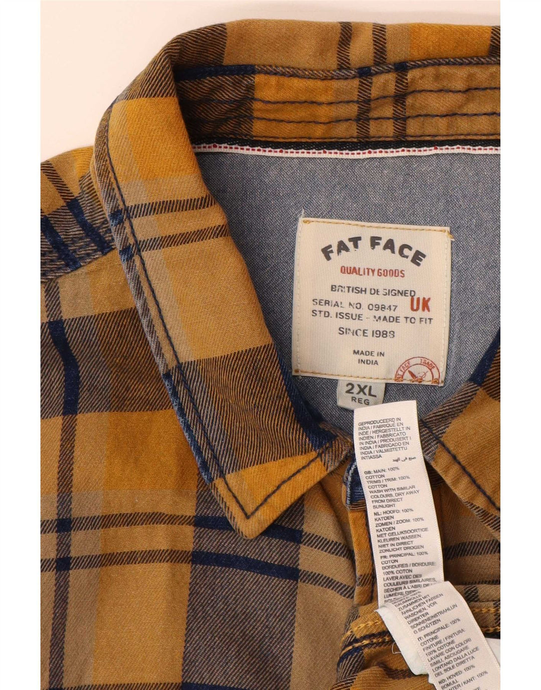 Koszula flanelowa męska Fat Face 2XL, bawełniana w żółtą kratkę
