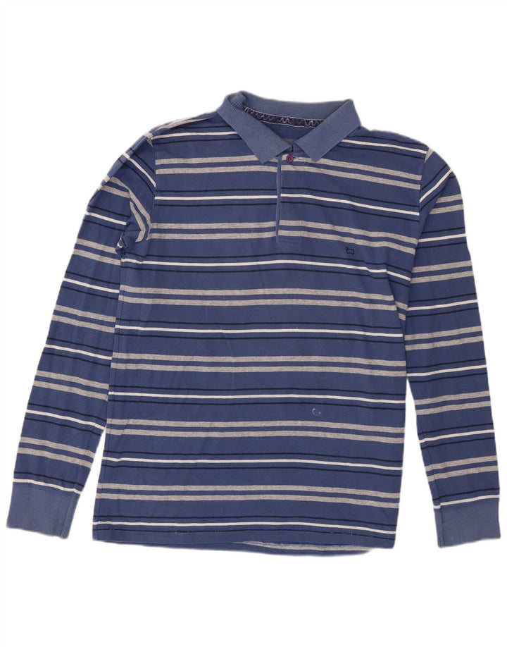 Męska koszulka polo Woolrich z długim rękawem, bawełniana w średnie niebieskie paski