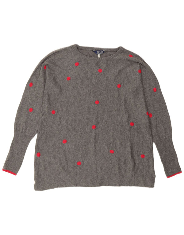 Damski sweter oversize Joules z dekoltem w łódkę UK 10 Small Grey w kropki