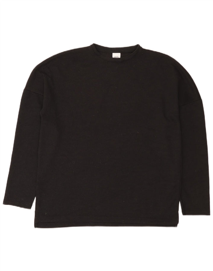 Męski sweter z okrągłym dekoltem Zara, mały, czarny