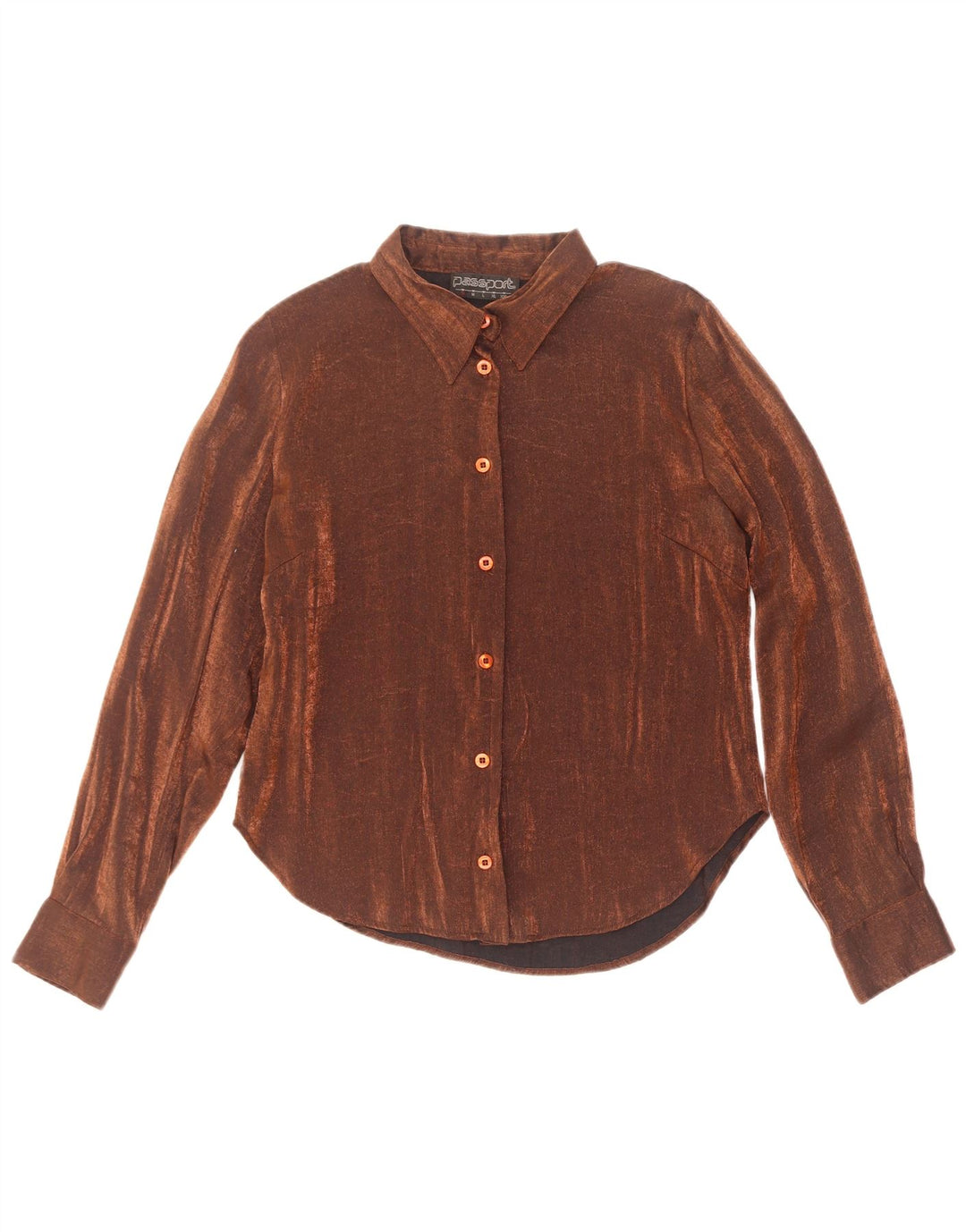 Damska bluzka koszulowa paszportowa UK 10 Small Brown wiskoza