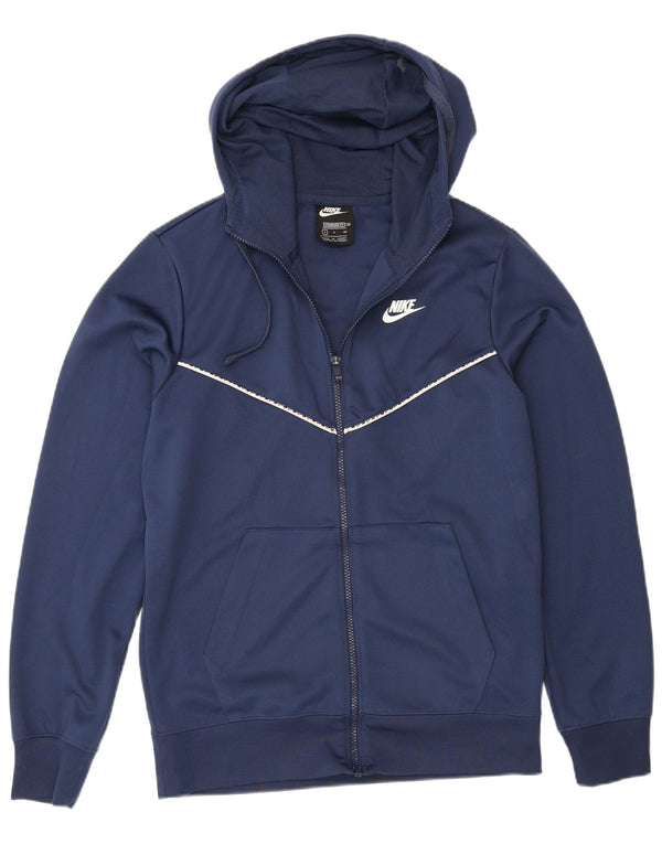Męski sweter z kapturem i zamkiem błyskawicznym Nike Standard Fit, mały, granatowy, poliestrowy, sportowy