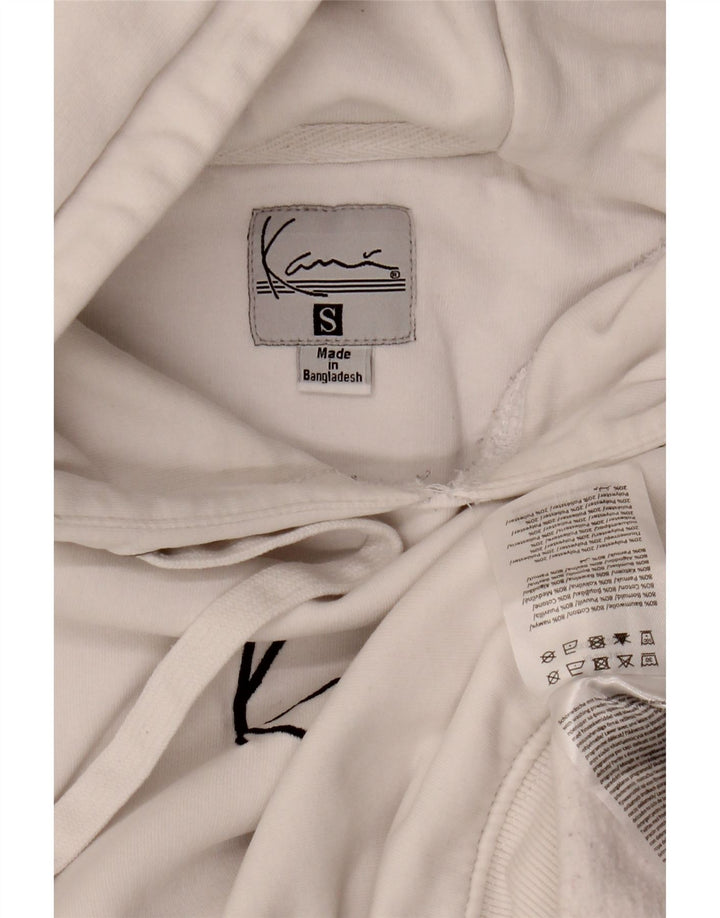 Męski sweter z kapturem i grafiką KARL KANI o luźnym kroju, mały, biały, bawełniany